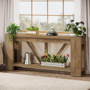 70.9" Farmhouse Console Table with Storage Shelf