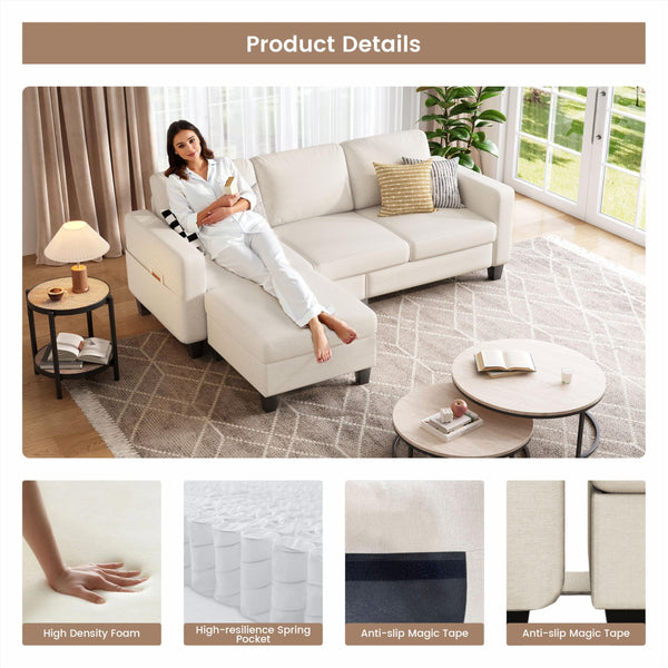 L-Shaped Sectional Sofa with Storage Ottoman