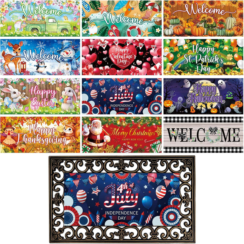 12-Piece Interchangeable Seasonal Doormat Set