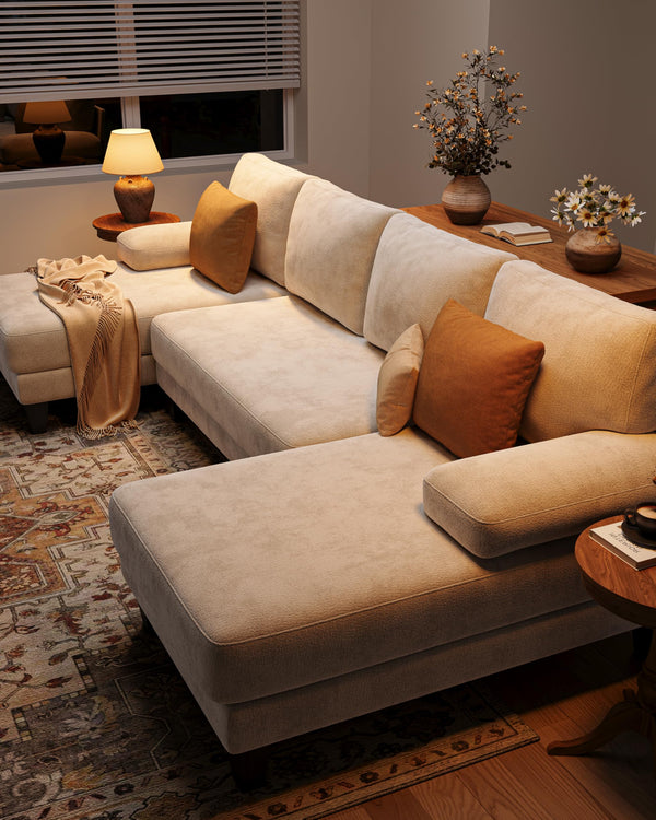 112-Inch U-Shaped Sectional Sofa with Double Chaise
