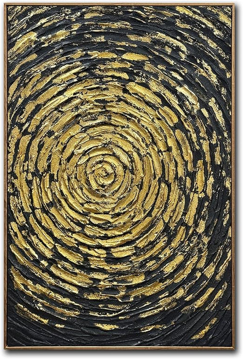 Hand-Painted Abstract Canvas Wall Art – 24x36 Inch Framed Oil Painting