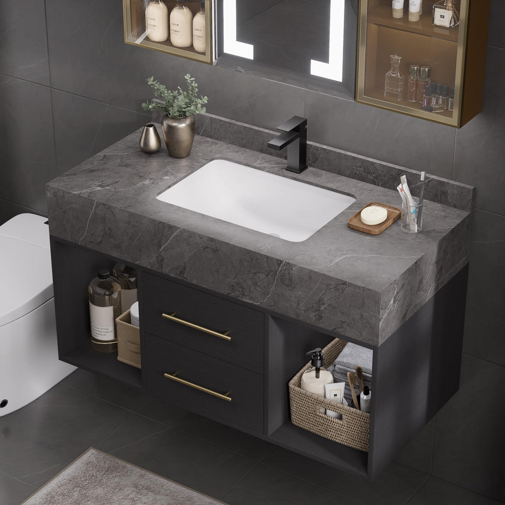 Floating Bathroom Vanity with Sintered Stone Countertop & Undermount Sink