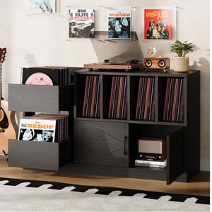 Record Player Stand with Vinyl Storage Cabinet