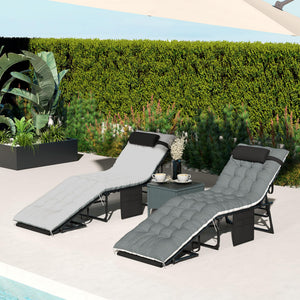 Folding Outdoor Chaise Lounge Chair Set of 2 with Adjustable Backrest