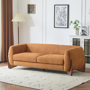 82" Boucle 3-Seater Sofa with Wood Legs