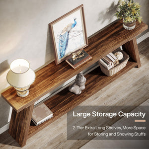 70.9" Industrial Console Sofa Table with 2-Tier Storage