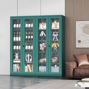 Metal Glass Display Cabinet with Lockable Doors & Adjustable Shelves