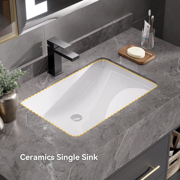 Floating Bathroom Vanity with Sintered Stone Countertop & Undermount Sink