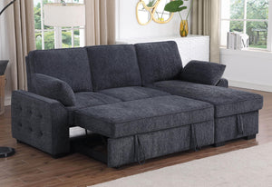 L-Shaped Sleeper Sectional Sofa with Storage & Charging