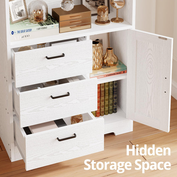 71-Inch Tall Bookcase with Cabinet and 3 Drawers