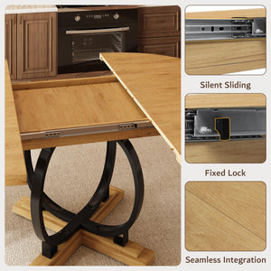 Extendable Round Dining Table for 4–6 | MDF Top & Metal X-Base