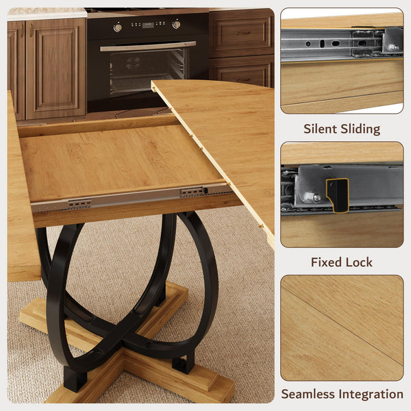 Extendable Round Dining Table for 4–6 | MDF Top & Metal X-Base