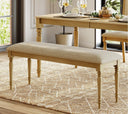52" Oak Farmhouse Dining Bench with Padded Seat & Solid Wood Legs
