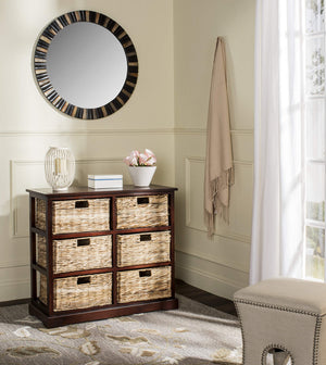 Wicker Basket Storage Chest with Distressed Wood Frame