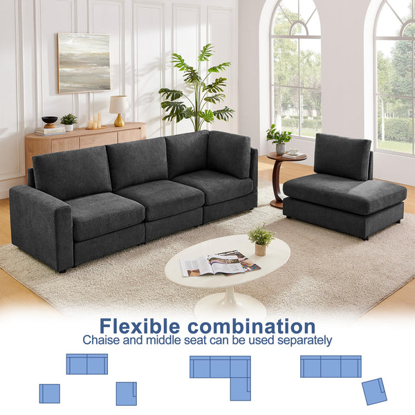 L-Shaped Sectional Sofa with Reversible Chaise