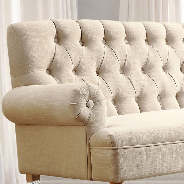 Linen Beige Loveseat Sofa for Living Room
