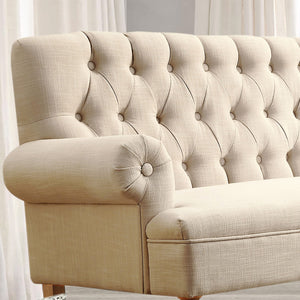 Linen Beige Loveseat Sofa for Living Room