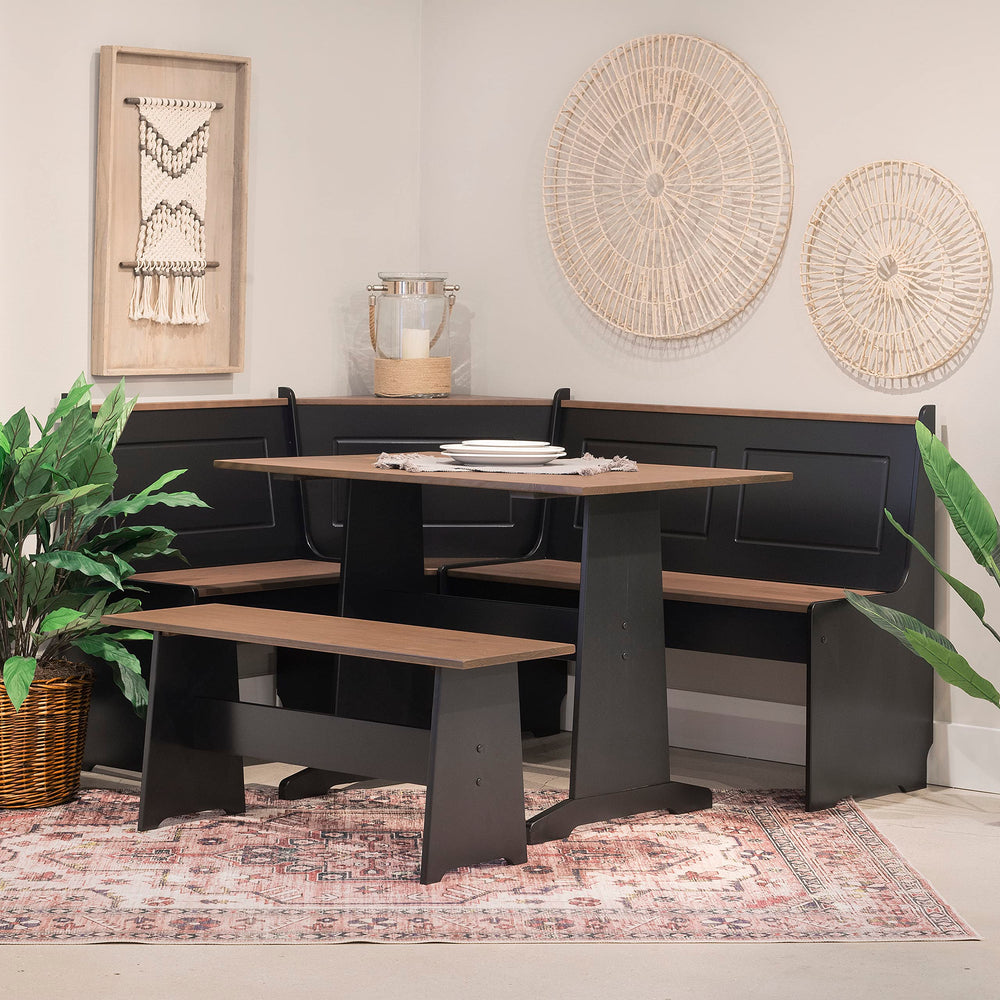 3-Piece Breakfast Nook Dining Set with Hidden Storage Benches