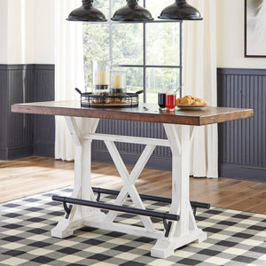 Counter Height Farmhouse Dining Table – Two-Tone Brown & White