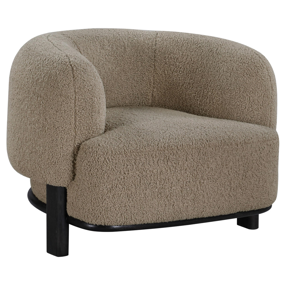 Barrel Back Accent Chair — Upholstered with Oak Wood Frame
