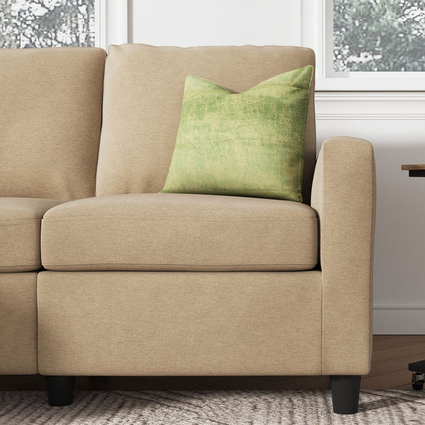 L-Shaped Convertible Sectional Sofa with Linen Fabric