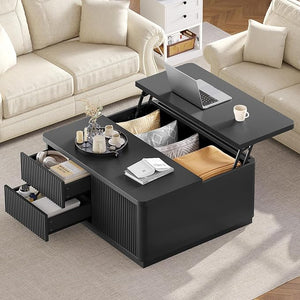 Lift Top Coffee Table with Storage, 39.4" Square, Farmhouse Style