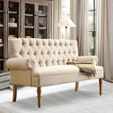 Tufted Linen Loveseat Sofa for Living Room