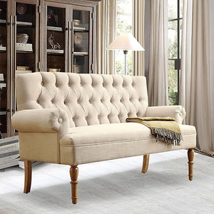 Tufted Linen Loveseat Sofa for Living Room