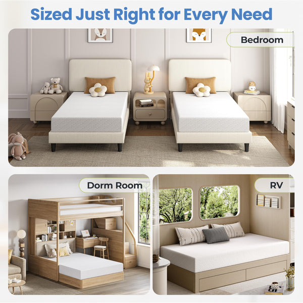 Gel Memory Foam Mattress | Green Tea Infused | CertiPUR-US | Twin, Full, Queen