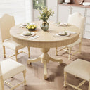 47 Inch Round Dining Table with 2 Storage Drawers — Mid-Century Pedestal Base