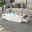 LED Coffee Table with Storage & Sliding Drawers