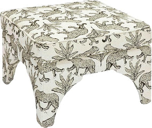 Square Jacquard Upholstered Ottoman with Wood Legs