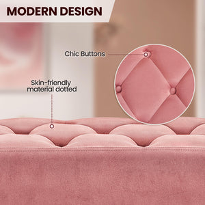 Upholstered Ottoman Bench with Metal Legs