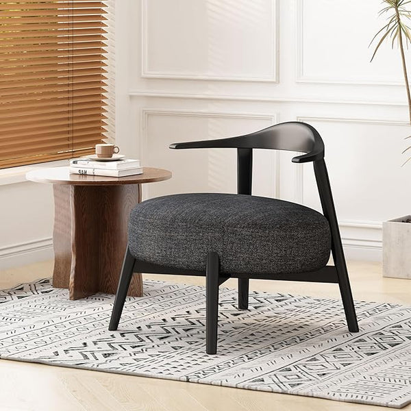 Wishbone Back Accent Chair – Bouclé Fabric, Birch Wood Legs