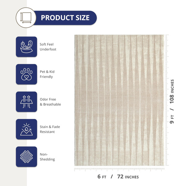 Washable Area Rug – Geometric Cream