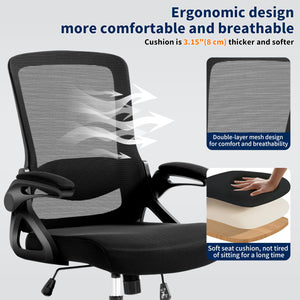 Ergonomic Mesh Office Chair with Adjustable Lumbar Support & Flip-Up Armrests