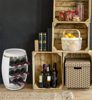 Barrel Wine Rack – 8-Bottle Wooden Freestanding Holder