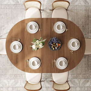 Extendable Round Dining Table with Storage Shelf | 43.3" to 59" Oval