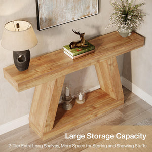 Farmhouse Console Table 55 Inch with Storage