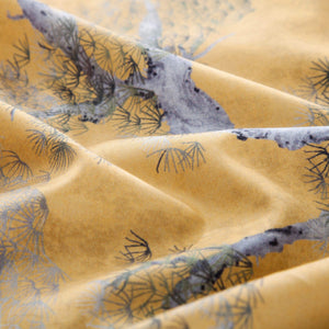 Chinoiserie Chic Duvet Cover Set — Botanical Print, 400TC Cotton Sateen (Ocher Shade, Queen)