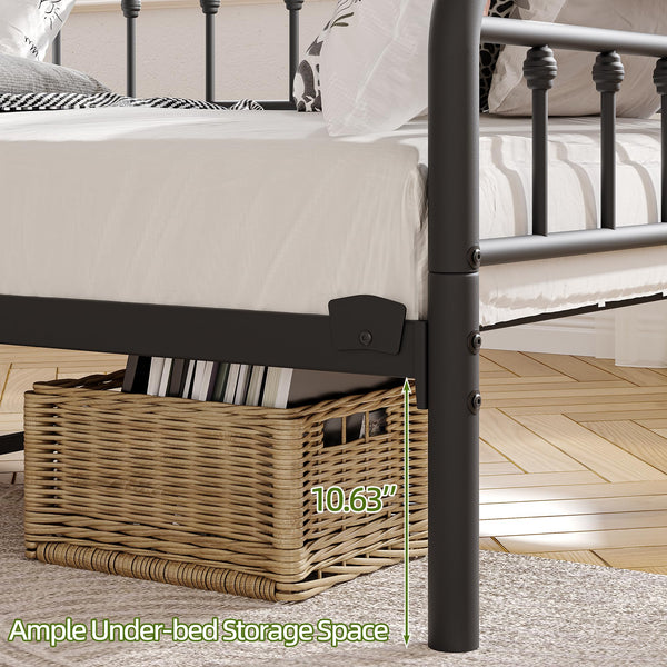 BOFENG Metal Daybed Frame Twin Size,Sofa Bed Frame with Strong Steel Slats Support Platform Furniture,Mattress Foundation,Noise Free,Easy Assembly,Black Twin Daybed