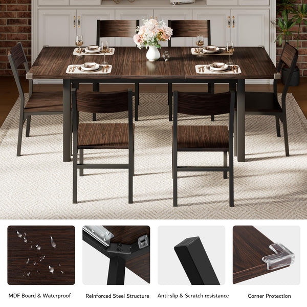 7-Piece Extendable Dining Table Set with 6 Chairs