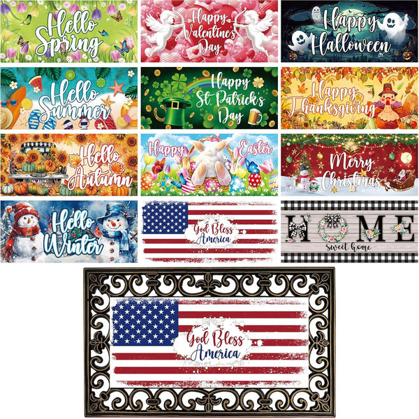 12-Piece Interchangeable Seasonal Doormat Set