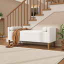Boucle Storage Ottoman Bench with Pillows