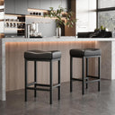 Leather Backless Bar Stools Set of 2 – Metal Frame, 300 LB Capacity