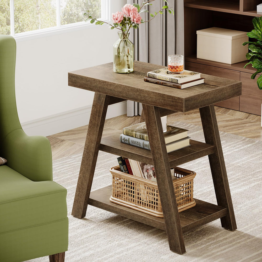 3-Tier Farmhouse End Table with Storage