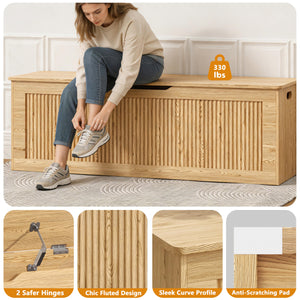 Extra Large Fluted Storage Bench with Lift Top