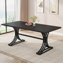 63-Inch Rectangular Dining Table with Faux Marble Top & Metal Legs