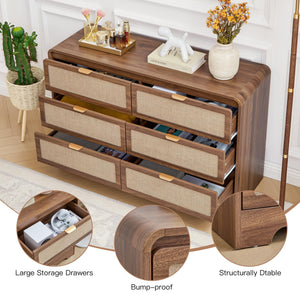 6-Drawer Dresser with Wide Storage Cabinet
