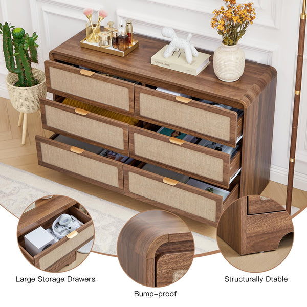6-Drawer Dresser with Wide Storage Cabinet